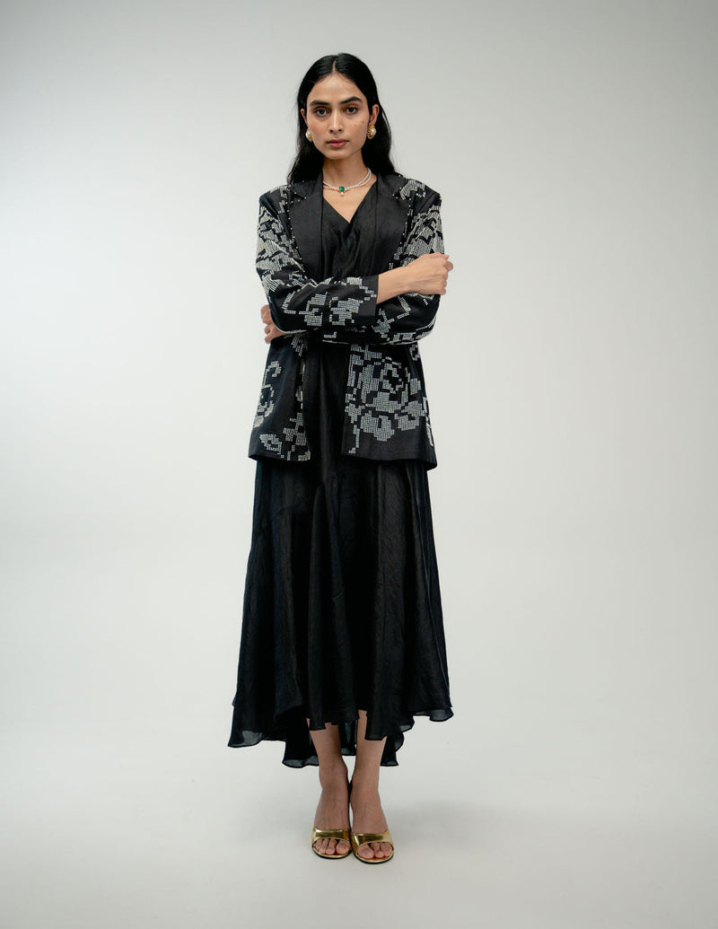 The Promise Set mulberry silk dress by Ode to Odd in black for women in Singapore