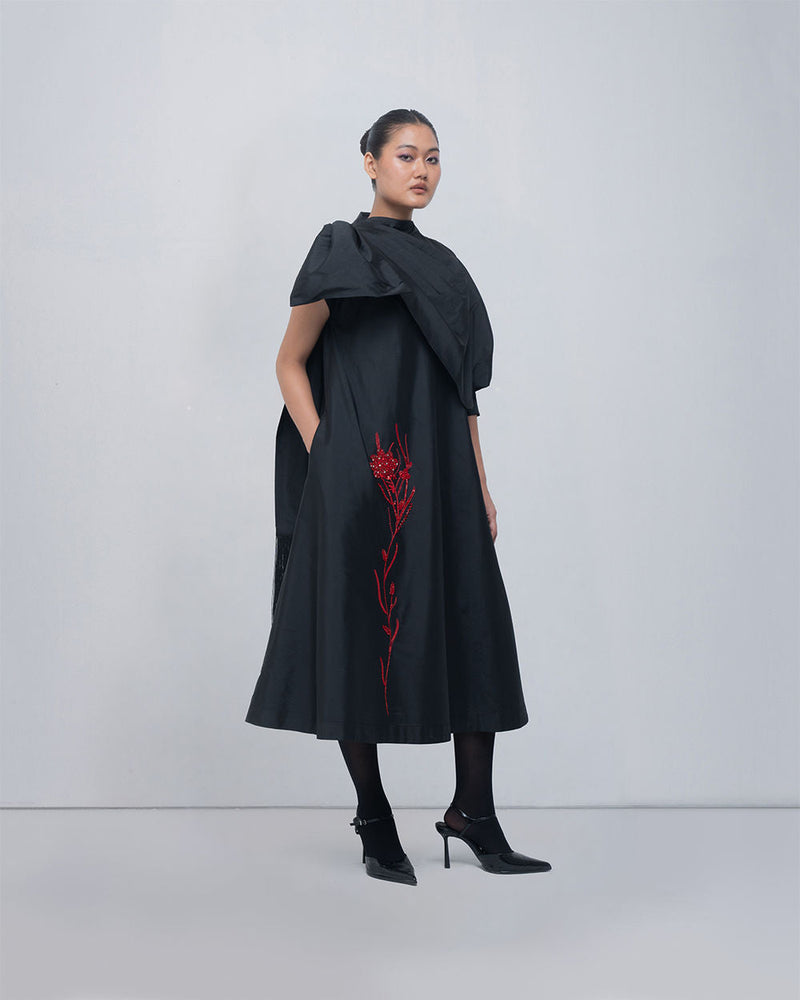 Estelle Dress viscose by Leh Studios in black for women in Singapore