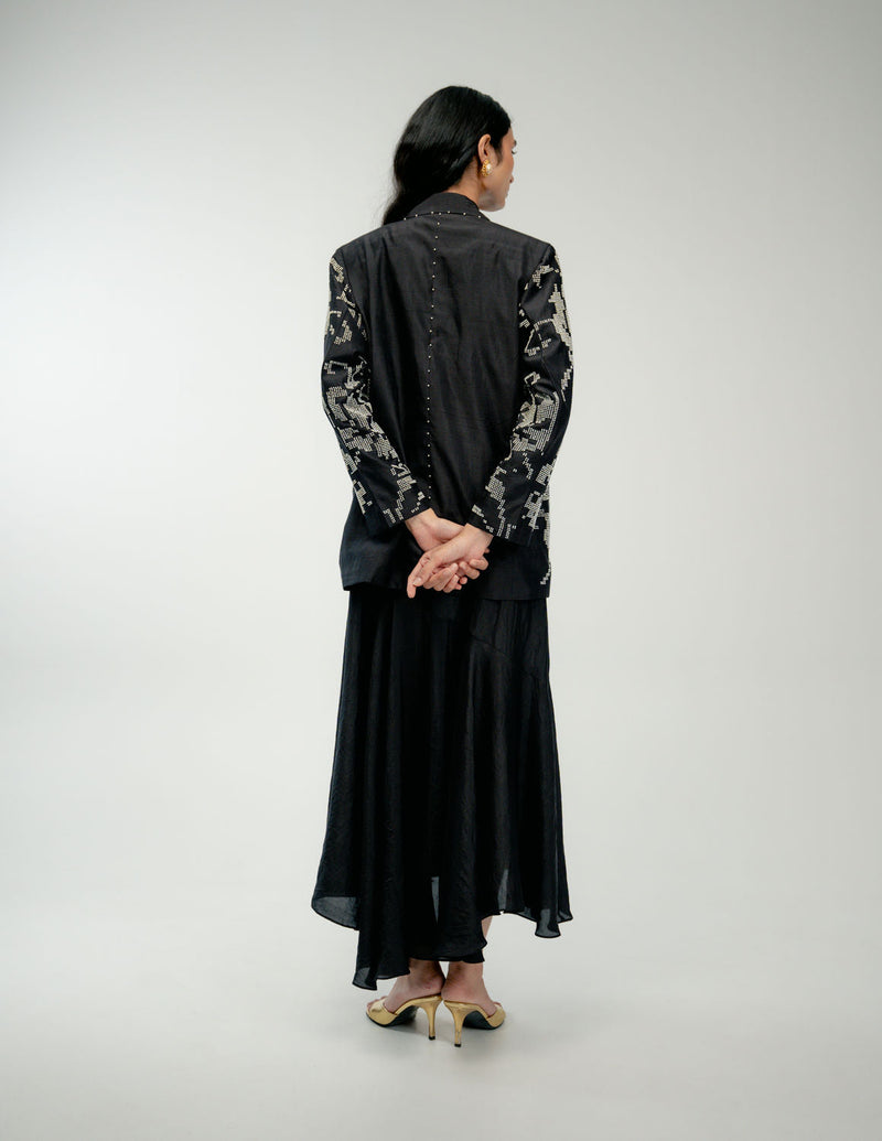 The Promise Set mulberry silk dress by Ode to Odd in black for women in Singapore
