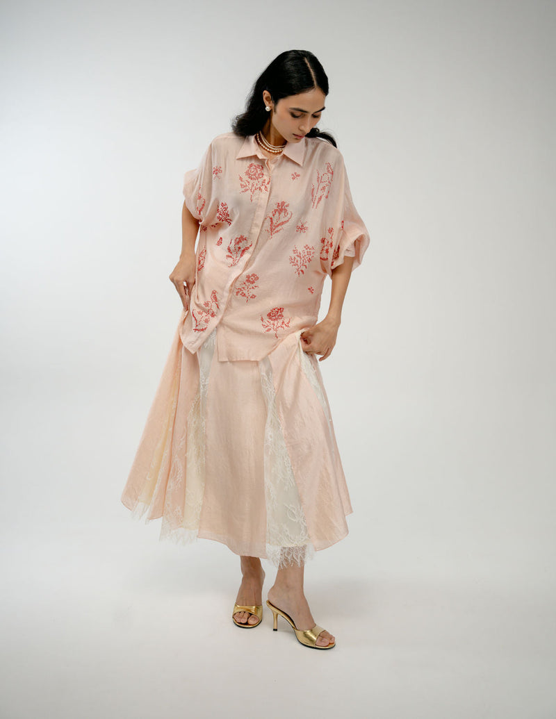 Old Garden Shirt mulberry silk top/shirt by Ode to Odd in pink for women in Singapore