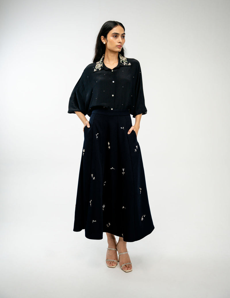 In Between Skirt japanese crepe skirt by Ode to Odd in black for women in Singapore