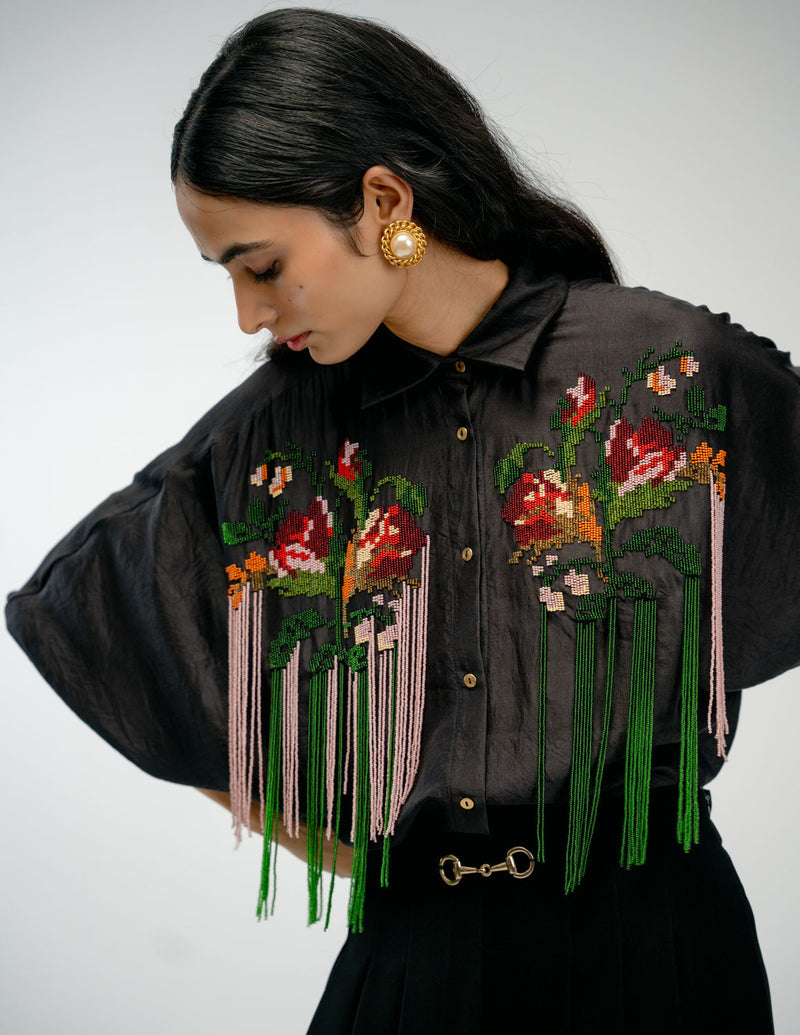 Together Shirt mulberry silk top/shirt by Ode to Odd in black for women in Singapore