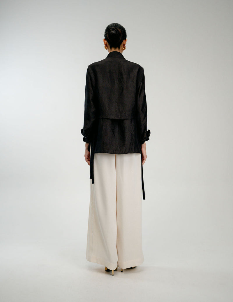 Wild Garden Shirt mulberry silk top/shirt by Ode to Odd in black for women in Singapore