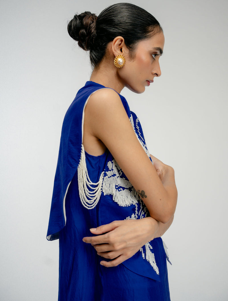 Dear One Set mulberry silk dress by Ode to Odd in blue for women in Singapore