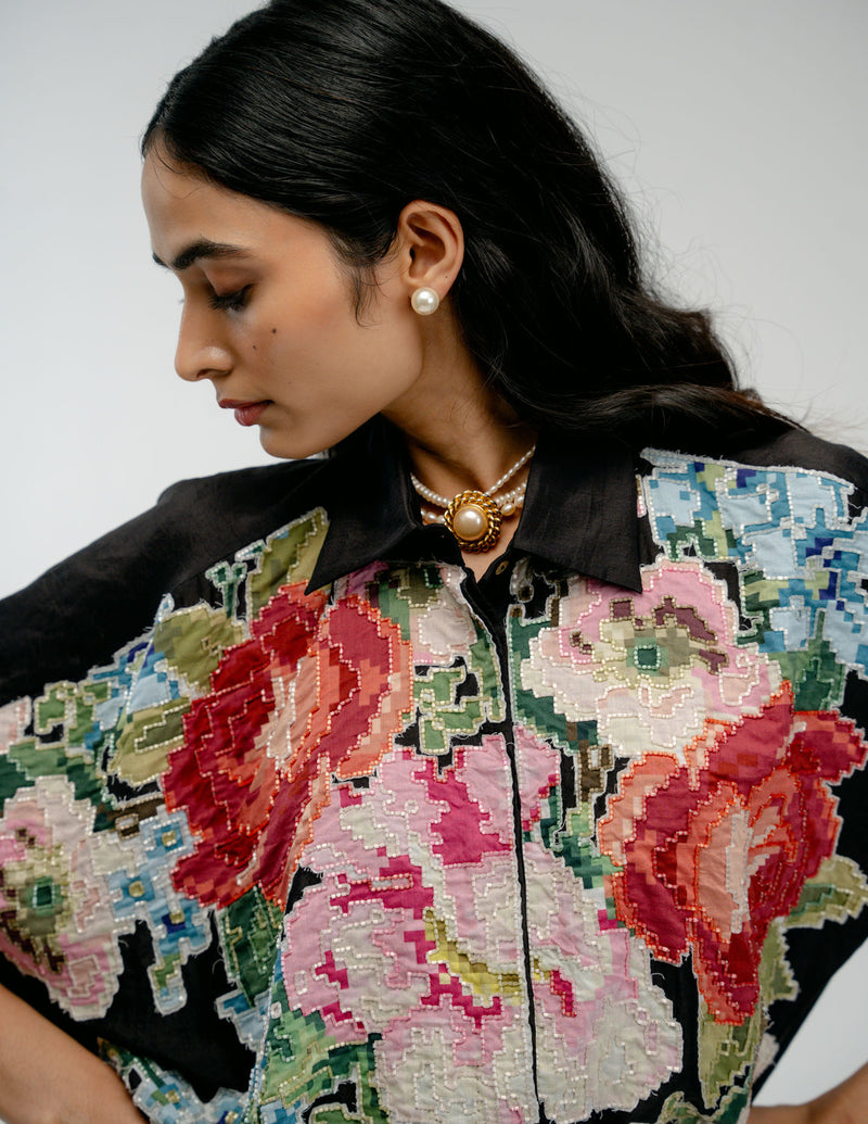 Keepsake Shirt mulberry silk top/shirt by Ode to Odd in black for women in Singapore