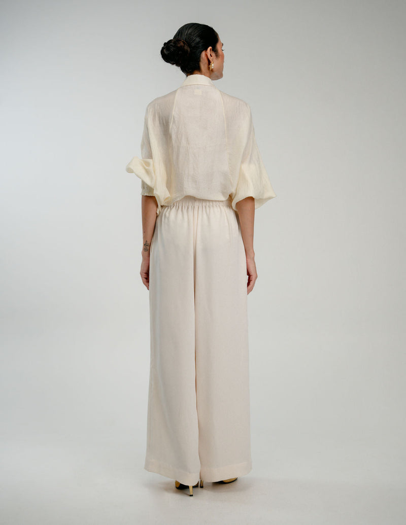 Pause Pants japanese crepe pant/trouser by Ode to Odd in off white for women in Singapore