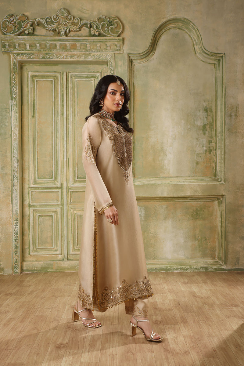 Zar-Rang Ivory Straight Kurta Set organza kurta/kurta set by Niti Bothra in ivory for women in Singapore