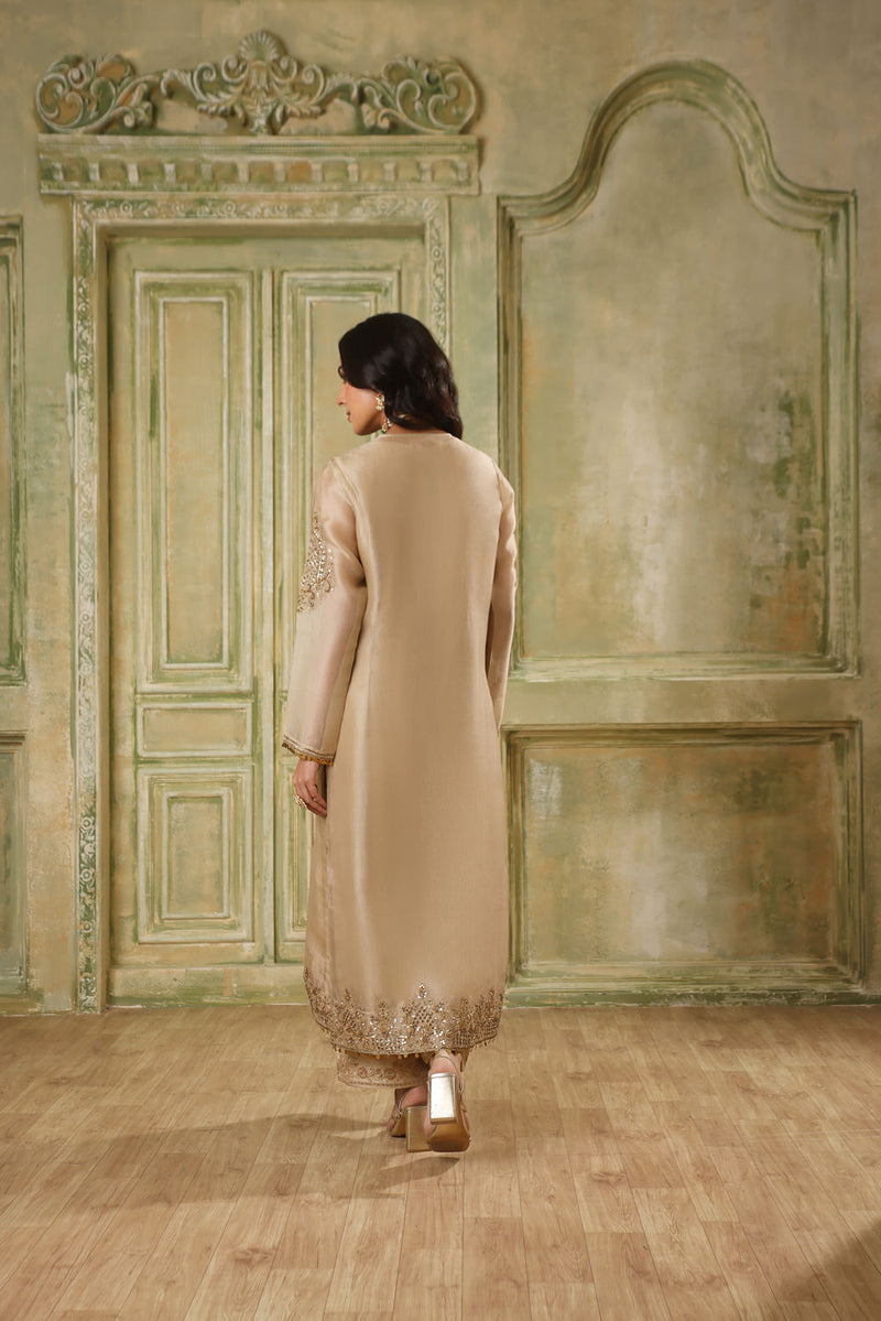 Zar-Rang Ivory Straight Kurta Set organza kurta/kurta set by Niti Bothra in ivory for women in Singapore
