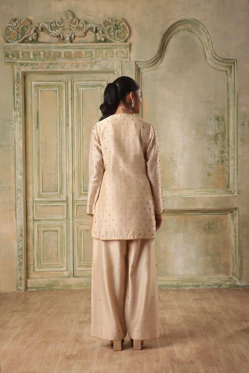 Zar-Rang Ivory Buti Kurta Set silk chanderi kurta/kurta set by Niti Bothra in ivory for women in Singapore