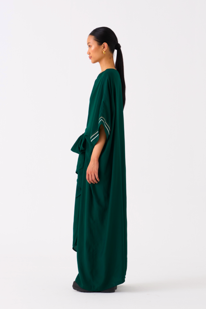 TIE KAFTAN-GREEN bemberg by THREE in green color for women in Singapore