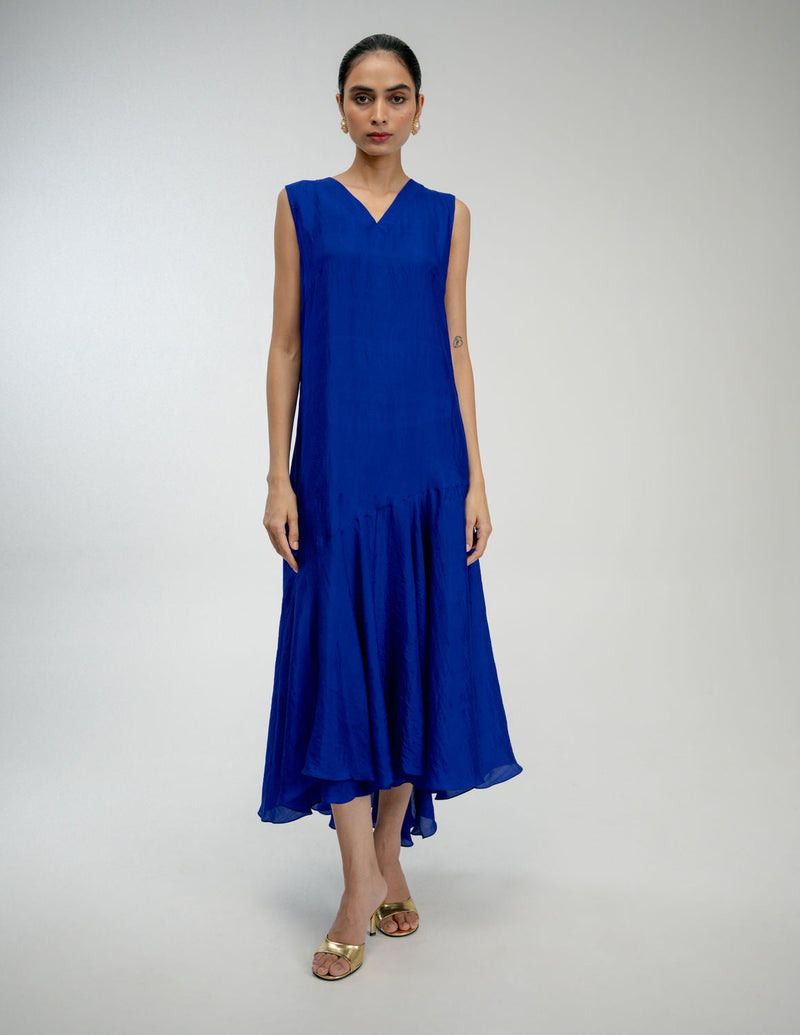 Thread Story Set mulberry silk dress by Ode to Odd in blue for women in Singapore