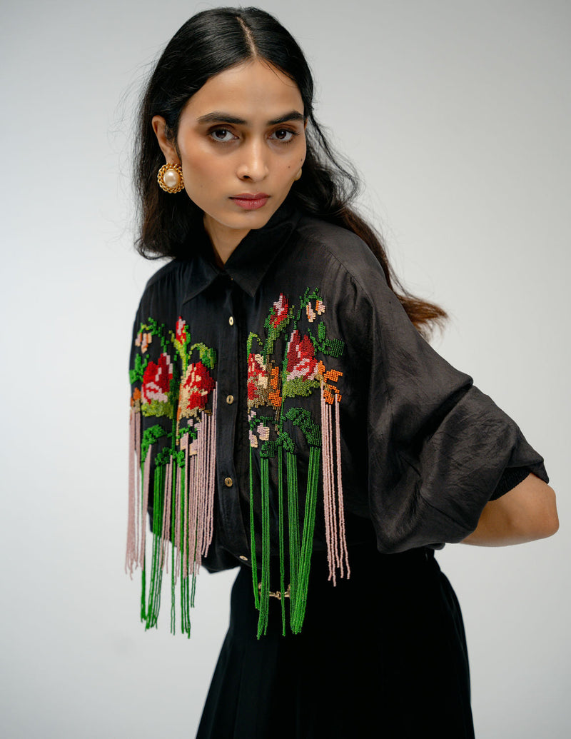 Together Shirt mulberry silk top/shirt by Ode to Odd in black for women in Singapore