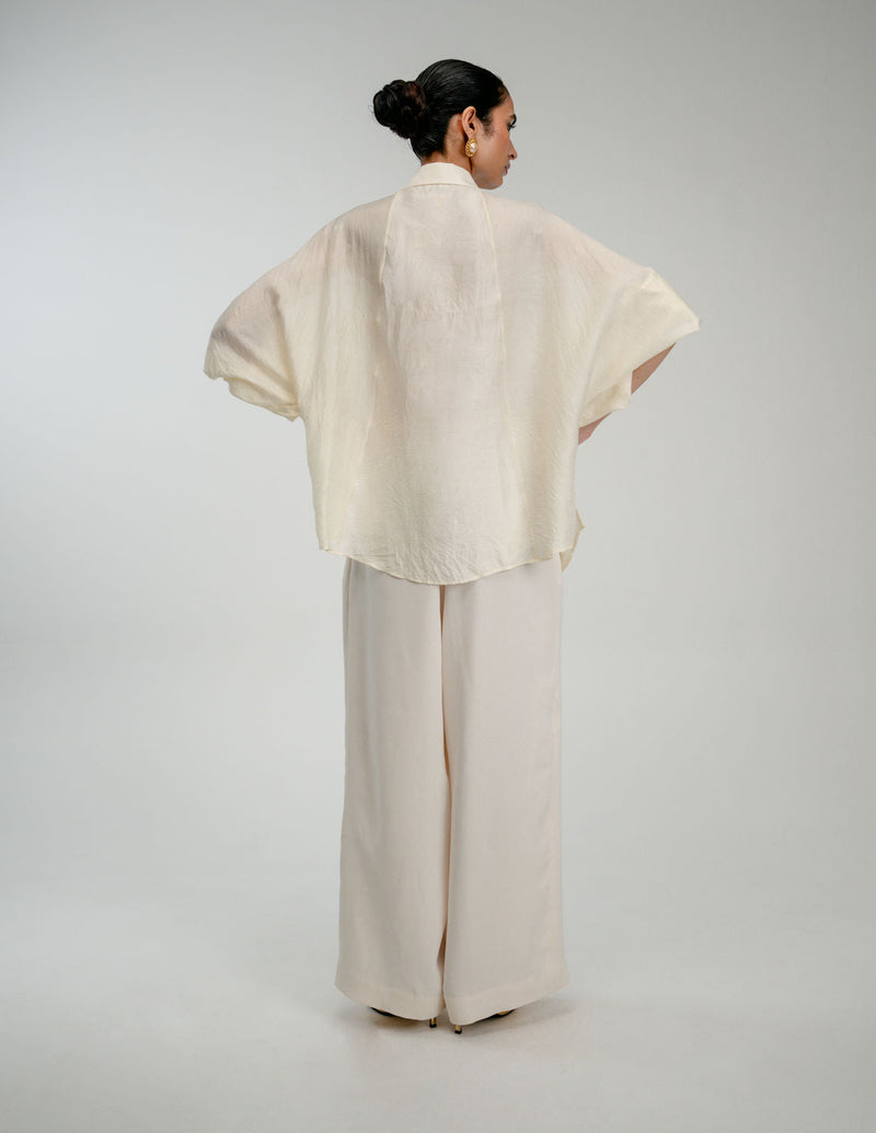 The Afternoon Shirt mulberry silk top/shirt by Ode to Odd in off white for women in Singapore