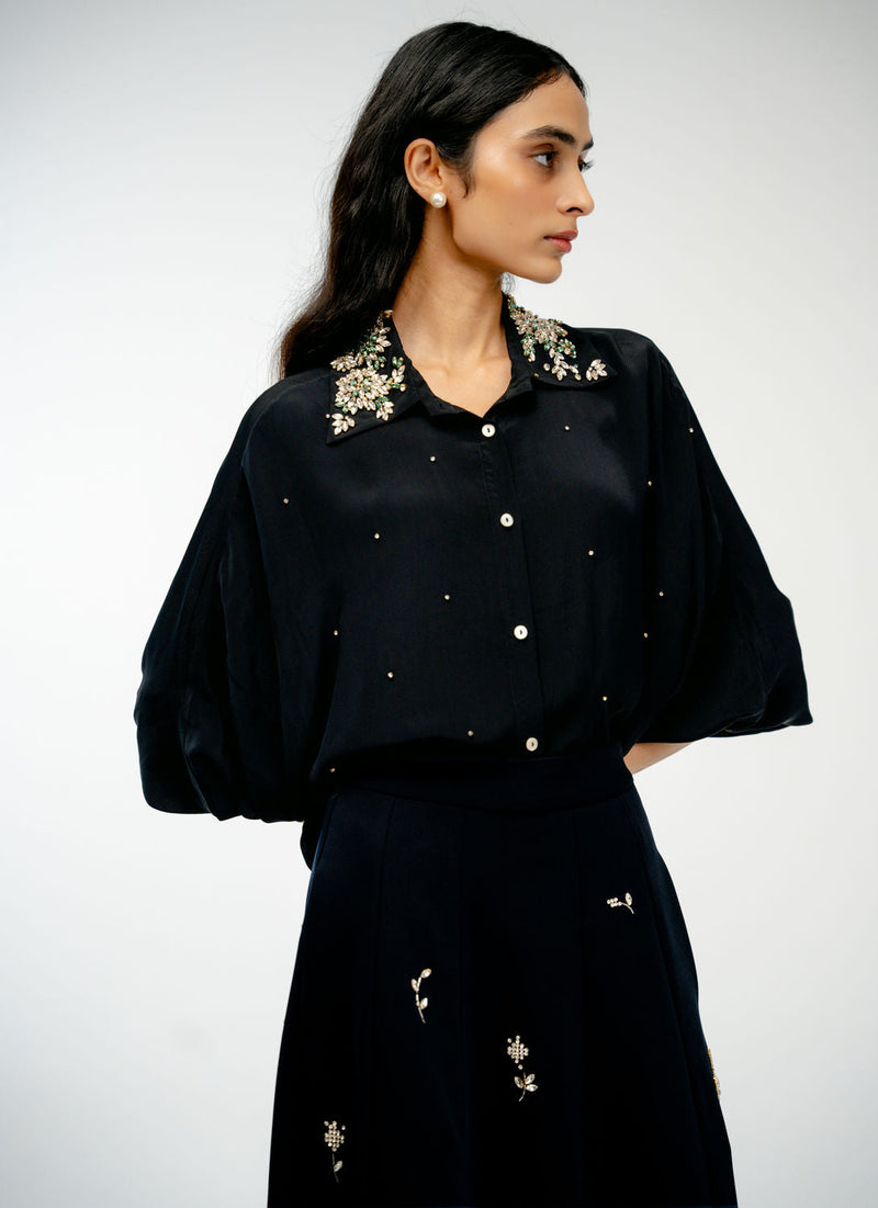 Yours Always Set crepe co-ord set by Ode to Odd in black for women in Singapore