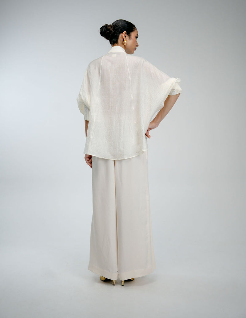 Sampler Shirt mulberry silk top/shirt by Ode to Odd in off white for women in Singapore