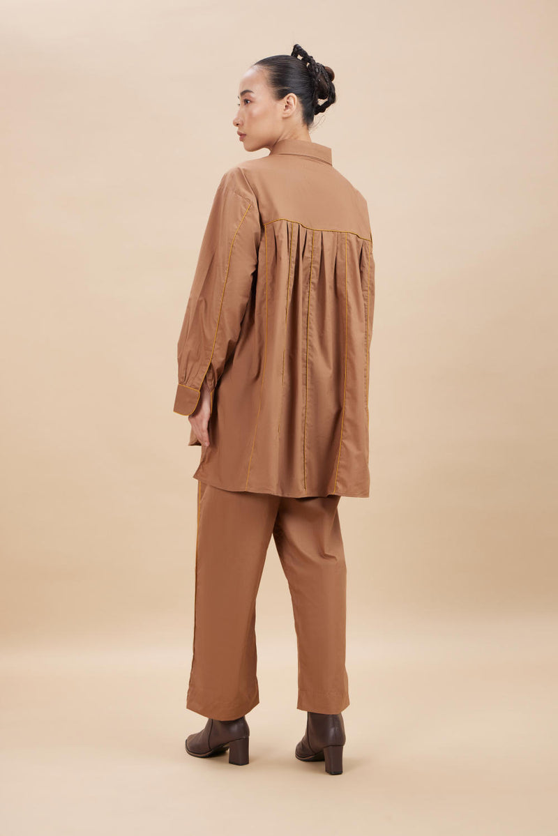 KORA SHIRT SET poplin by Aavidi in brown color for women in Singapore