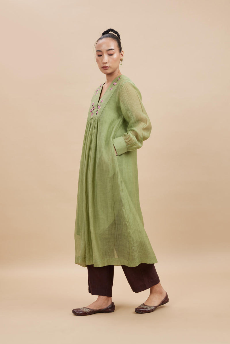 NERO SET I chanderi by Aavidi in green color for women in Singapore