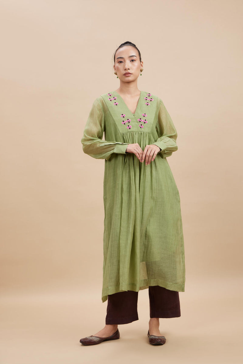 NERO SET I chanderi by Aavidi in green color for women in Singapore