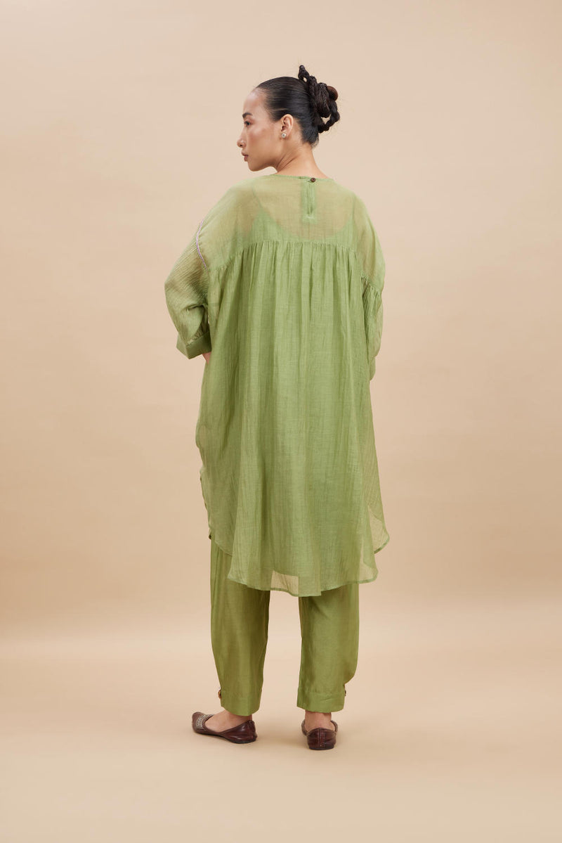 NERO SET II chanderi by Aavidi in green color for women in Singapore