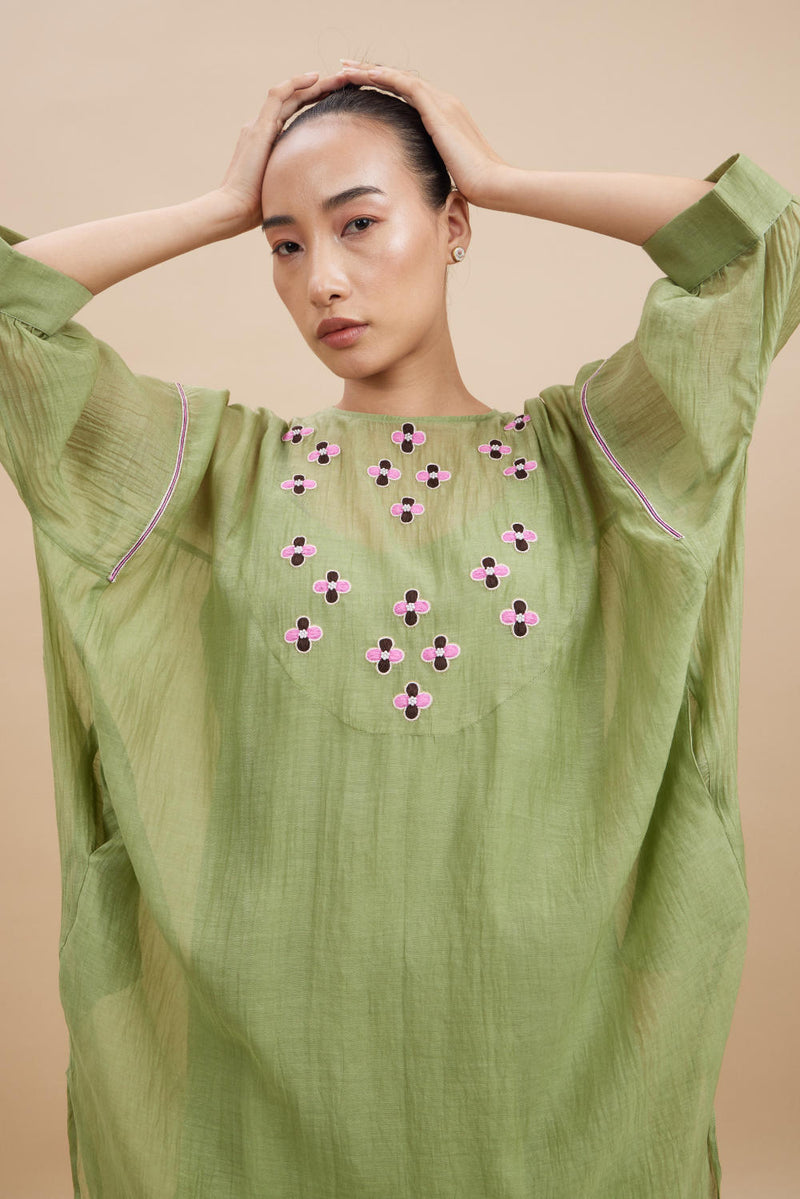 NERO SET II chanderi by Aavidi in green color for women in Singapore