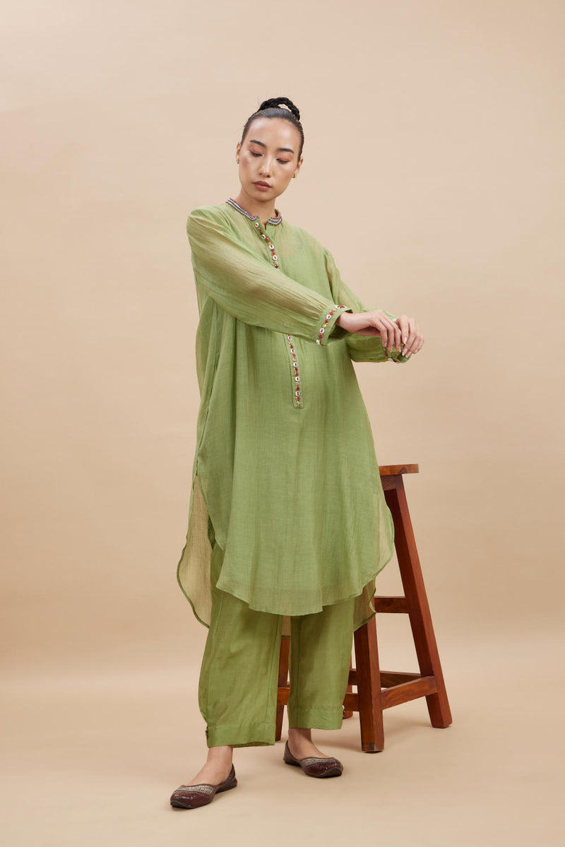VAMA SET chanderi by Aavidi in green color for women in Singapore