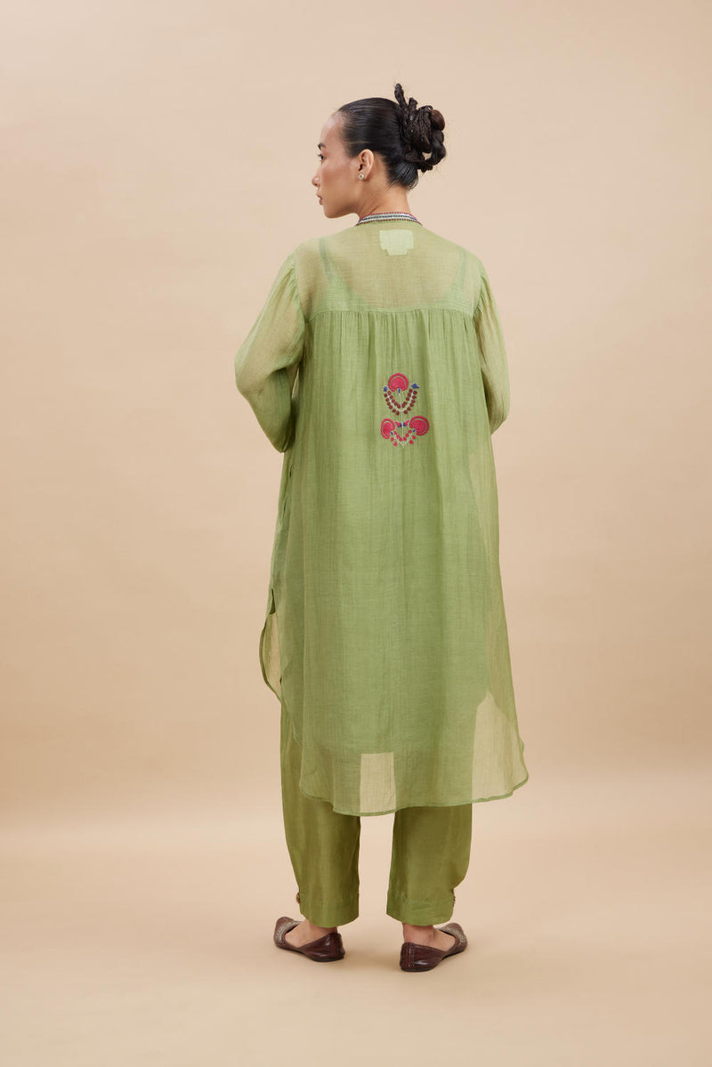 VAMA SET chanderi by Aavidi in green color for women in Singapore