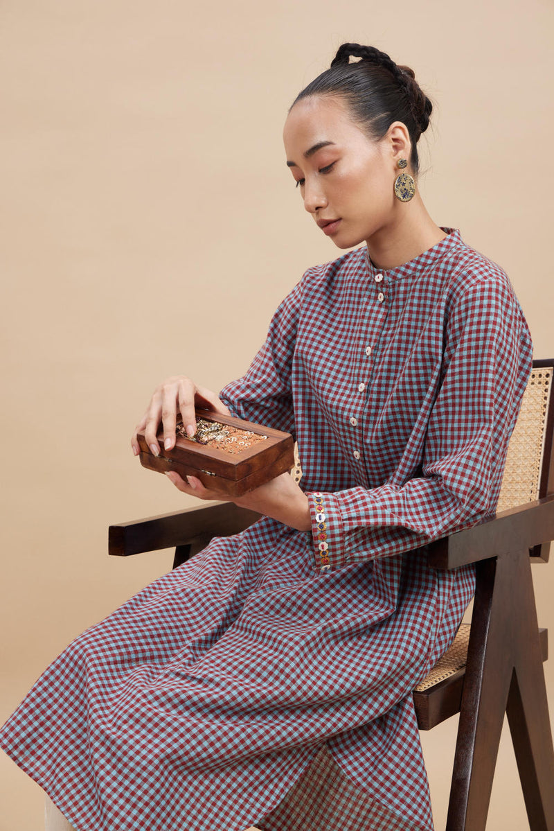 Check Kurta Set cotton by Aavidi in multi color for women in Singapore