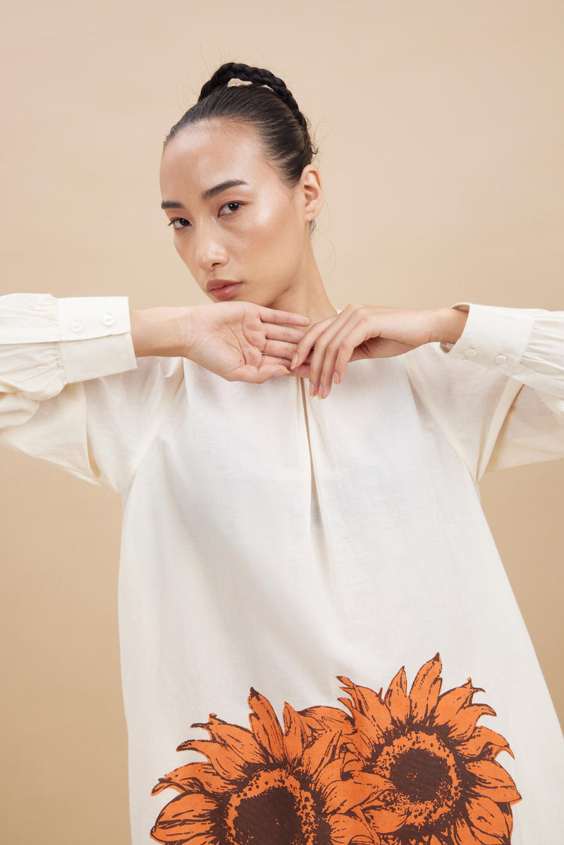 SUNFLOWER SET I cotton by Aavidi in white color for women in Singapore