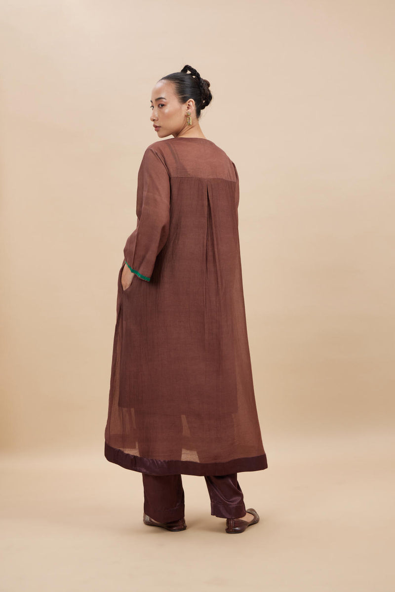 NEERA SET chanderi by Aavidi in brown color for women in Singapore