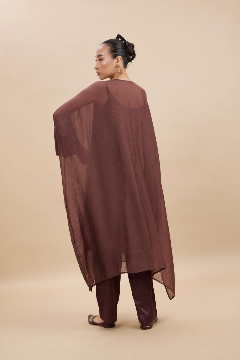 NEERA KAFTAN SET chanderi by Aavidi in brown color for women in Singapore