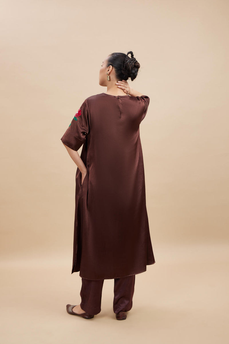 NEERA SET II silk by Aavidi in brown color for women in Singapore