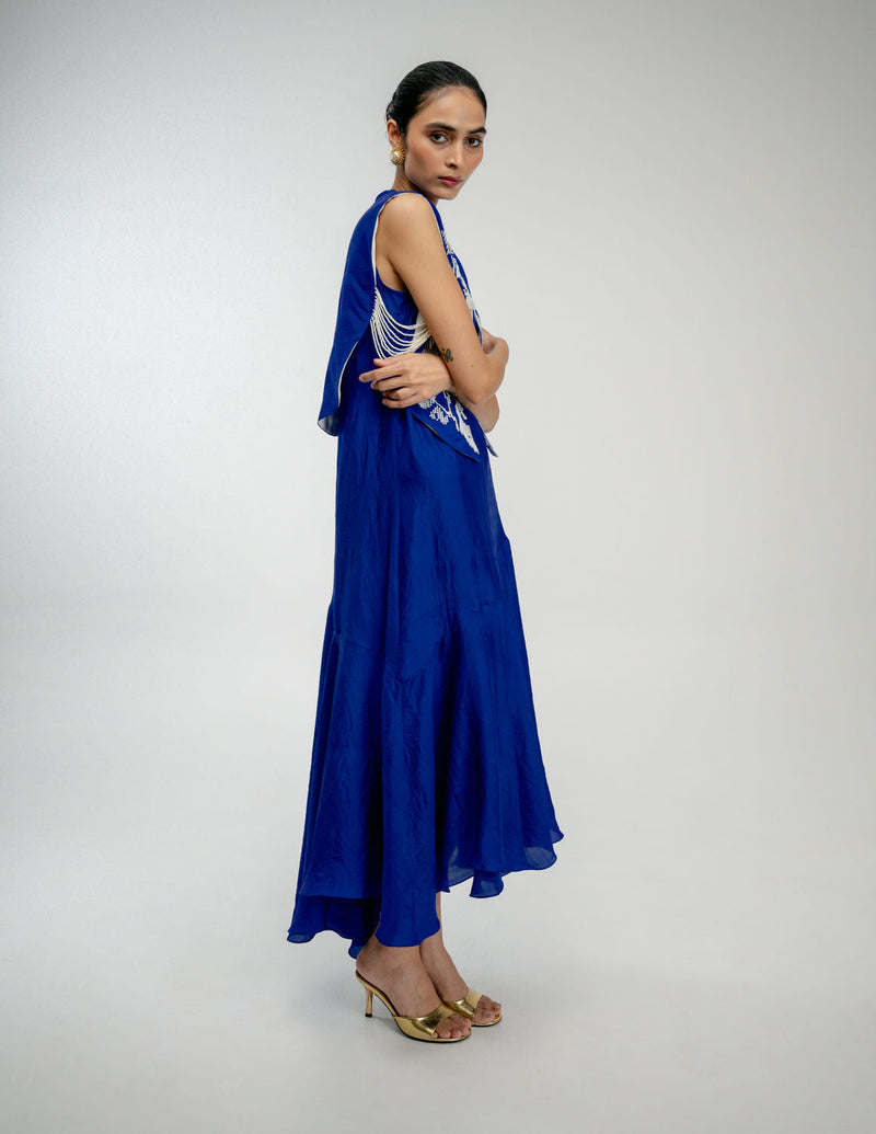 Dear One Bib mulberry silk jacket/overlay by Ode to Odd in blue for women in Singapore