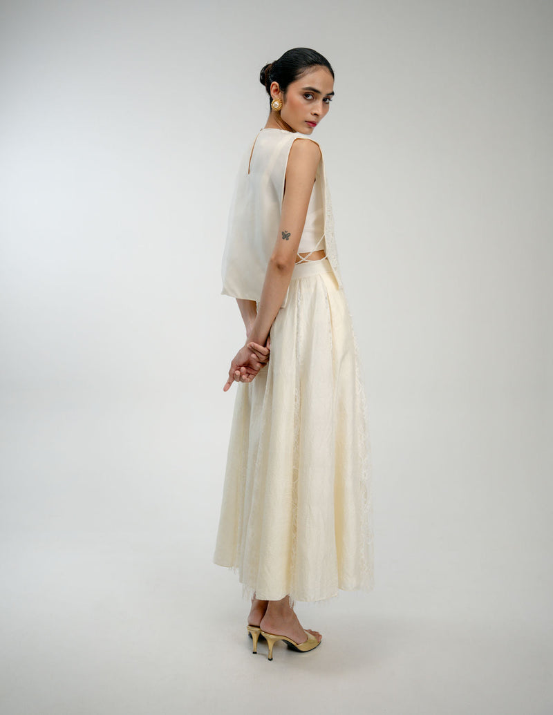 Love Letter Set mulberry silk co-ord set by Ode to Odd in off white for women in Singapore