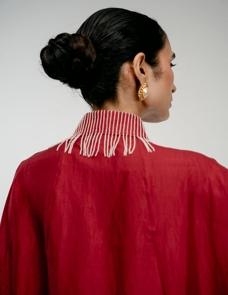 Heirloom Set mulberry silk co-ord set by Ode to Odd in red for women in Singapore
