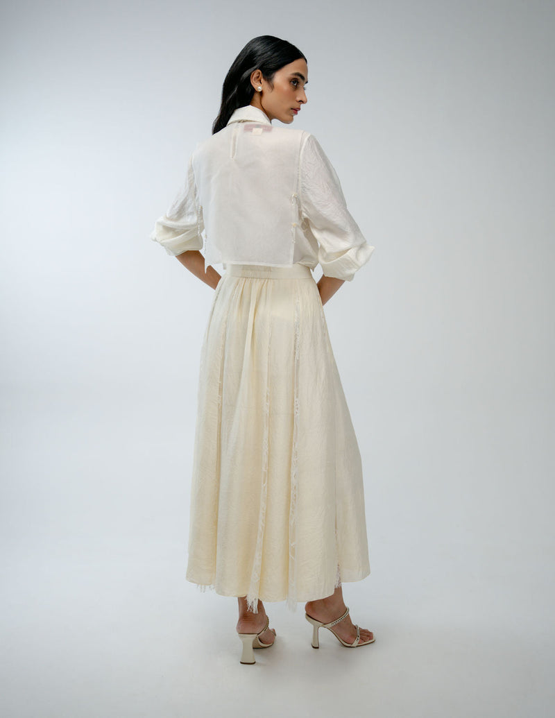 Our Story Set organza silk co-ord set by Ode to Odd in off white for women in Singapore