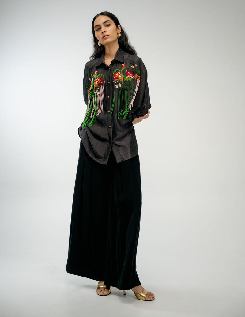 Together Shirt mulberry silk top/shirt by Ode to Odd in black for women in Singapore
