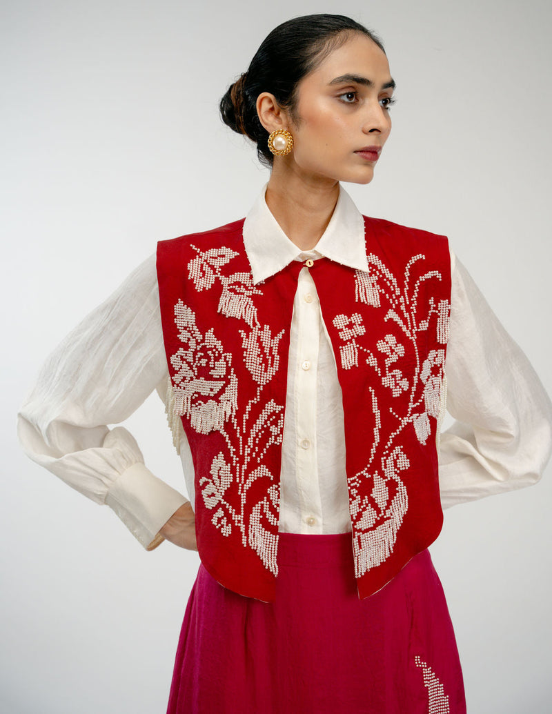 From Before Set mulberry silk co-ord set by Ode to Odd in red for women in Singapore