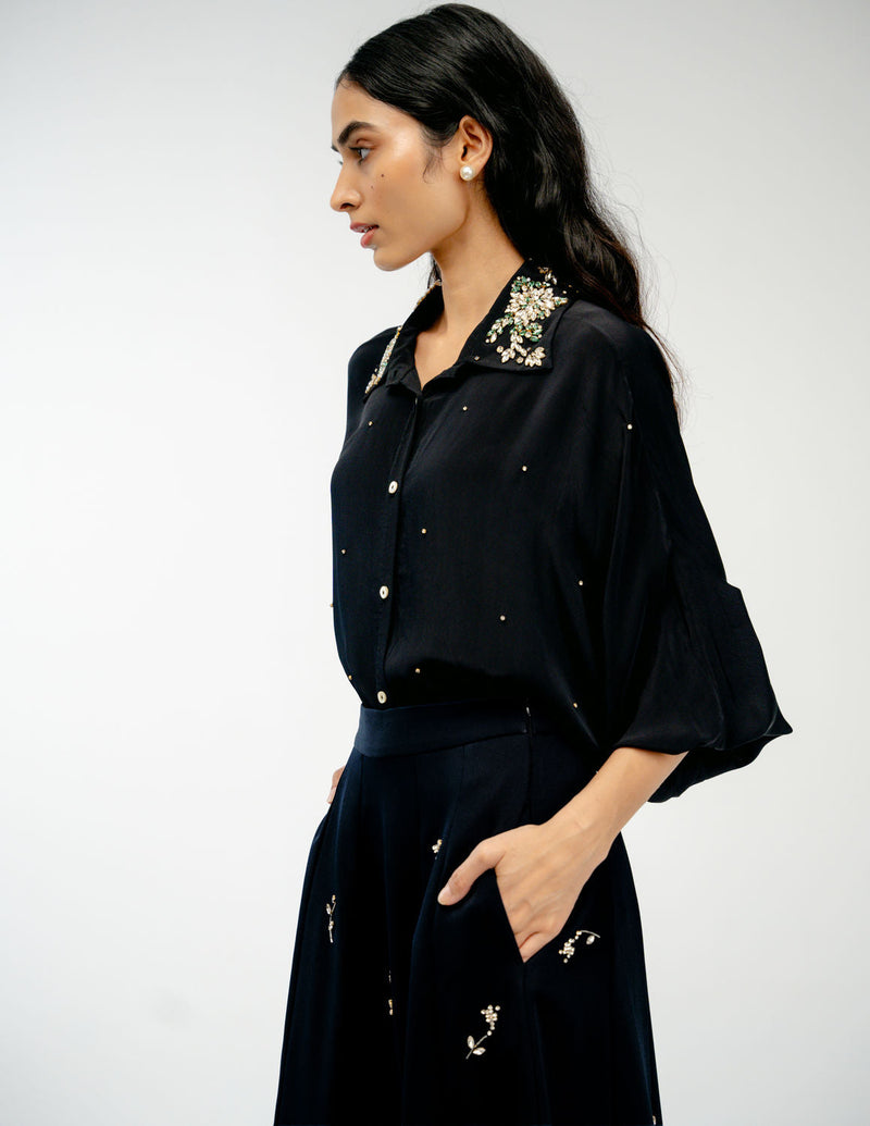 Yours Always Set crepe co-ord set by Ode to Odd in black for women in Singapore