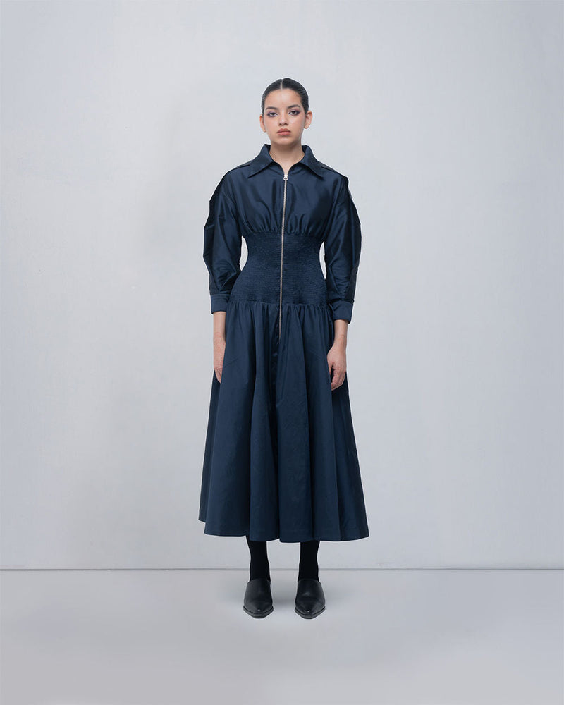 Maky Dress viscose by Leh Studios in blue for women in Singapore