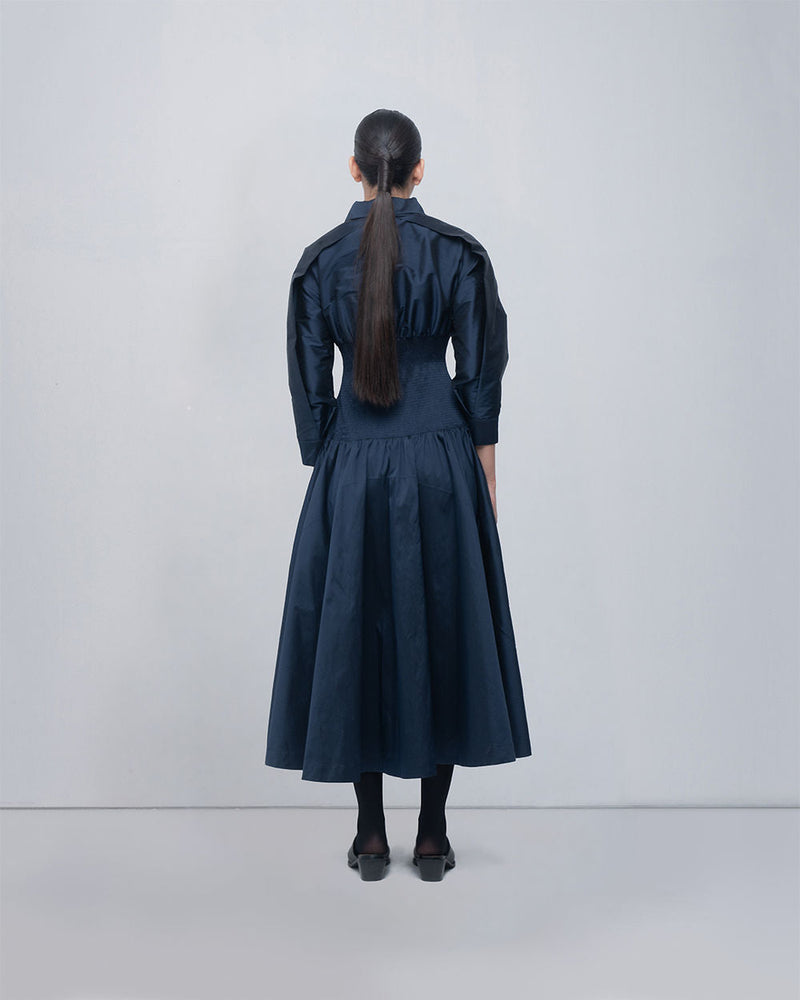 Maky Dress viscose by Leh Studios in blue for women in Singapore