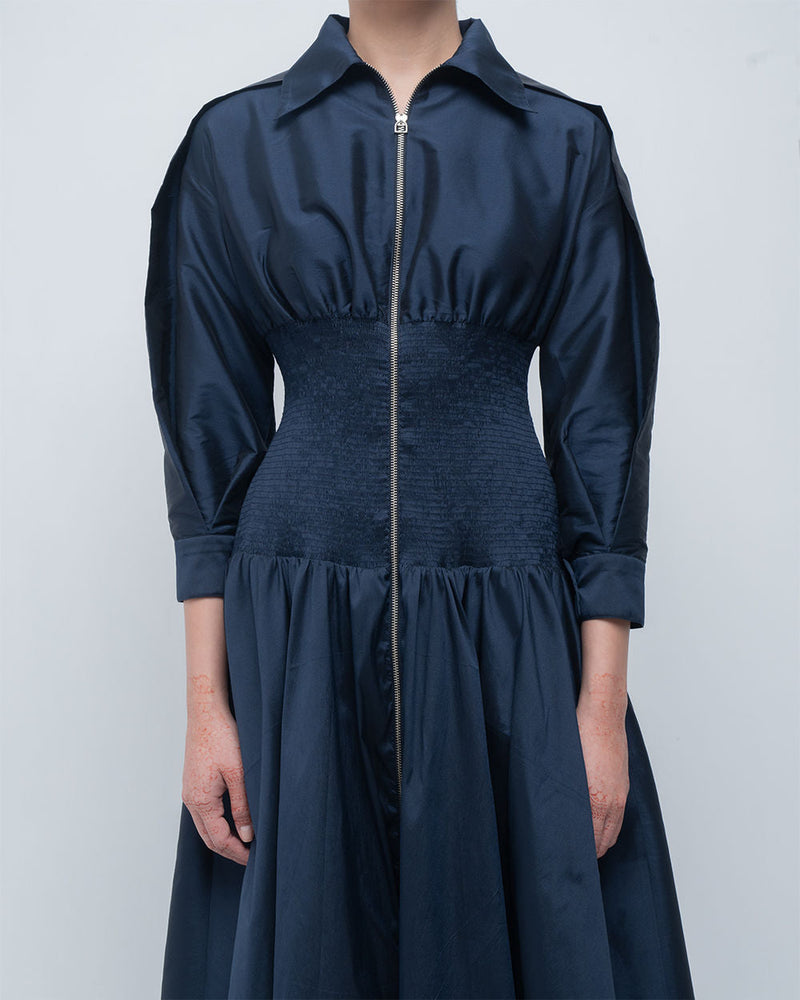 Maky Dress viscose by Leh Studios in blue for women in Singapore