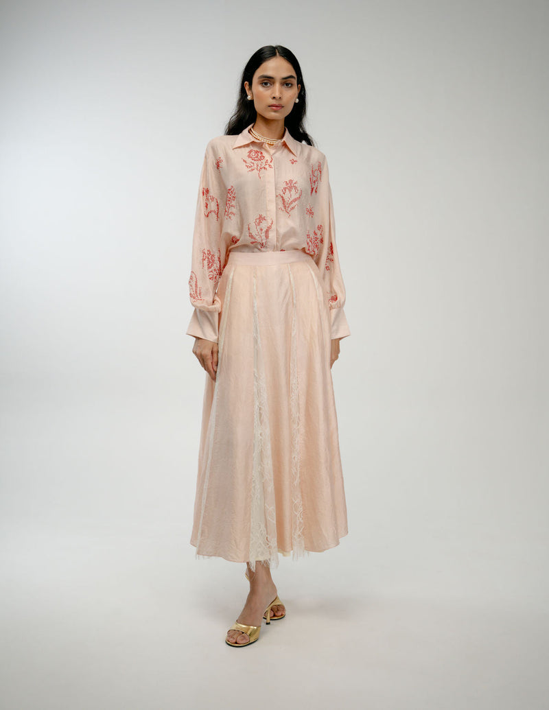Old Garden Shirt mulberry silk top/shirt by Ode to Odd in pink for women in Singapore
