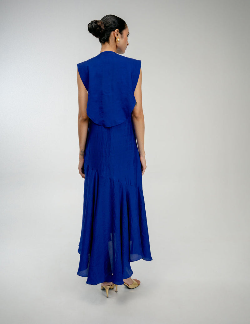 Dear One Bib mulberry silk jacket/overlay by Ode to Odd in blue for women in Singapore