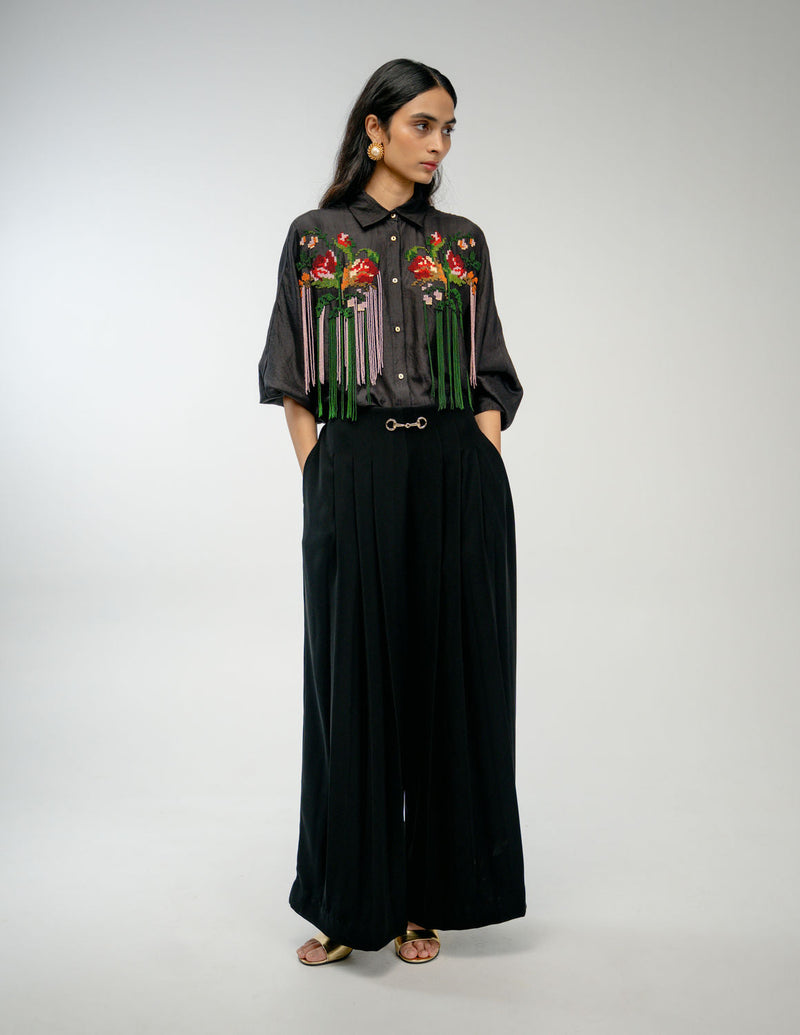 Together Shirt mulberry silk top/shirt by Ode to Odd in black for women in Singapore