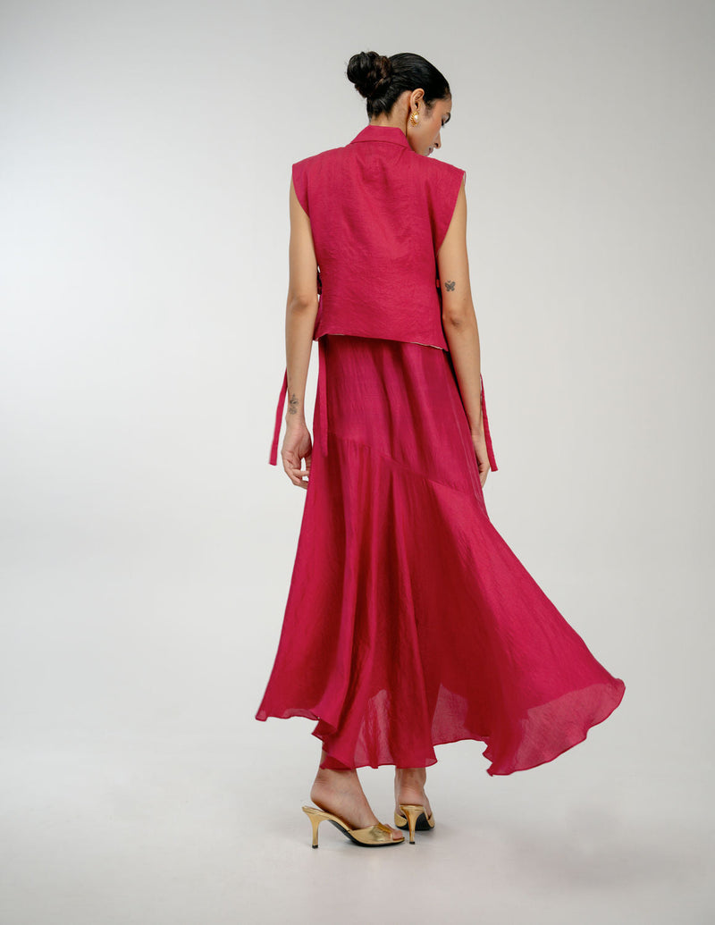 Found Again Bib mulberry silk jacket/overlay by Ode to Odd in pink for women in Singapore