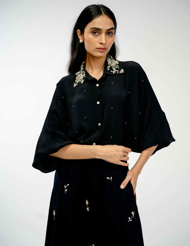 Yours Always Set crepe co-ord set by Ode to Odd in black for women in Singapore