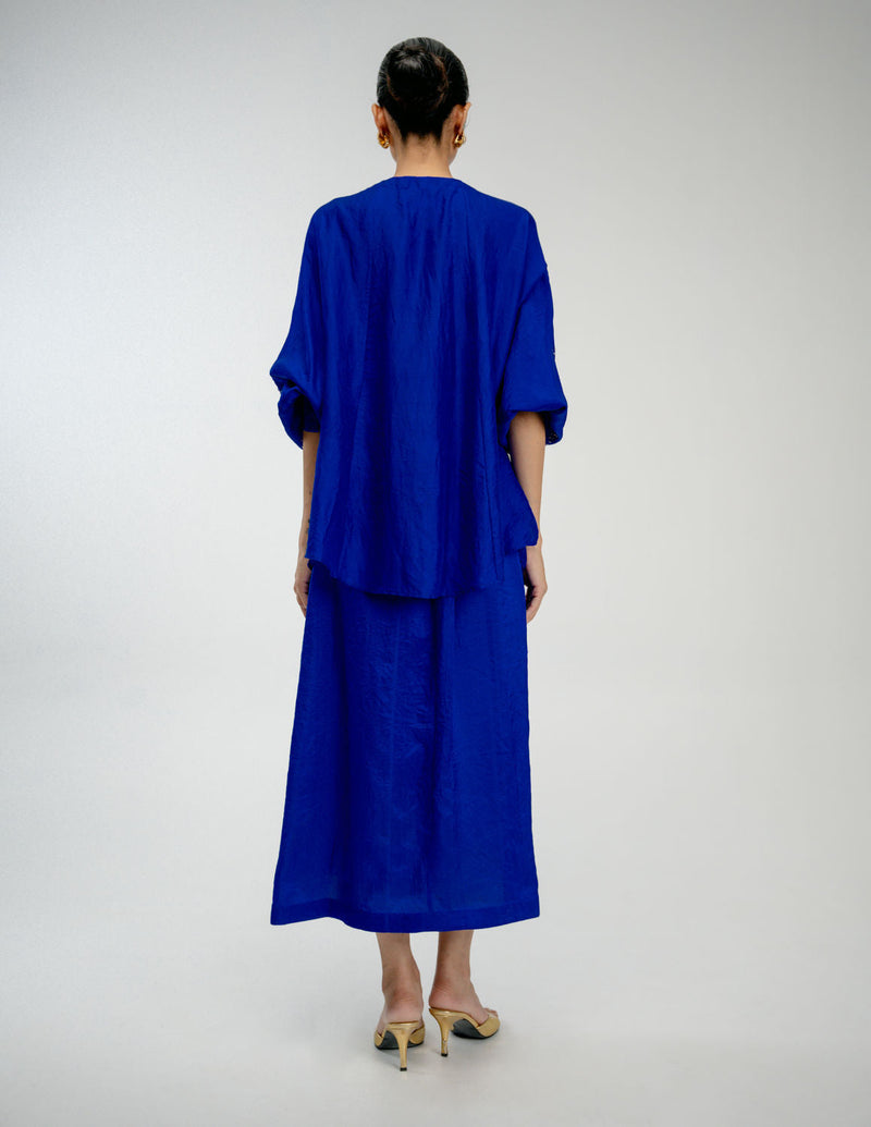 Night Bloom Shirt mulberry silk top/shirt by Ode to Odd in blue for women in Singapore