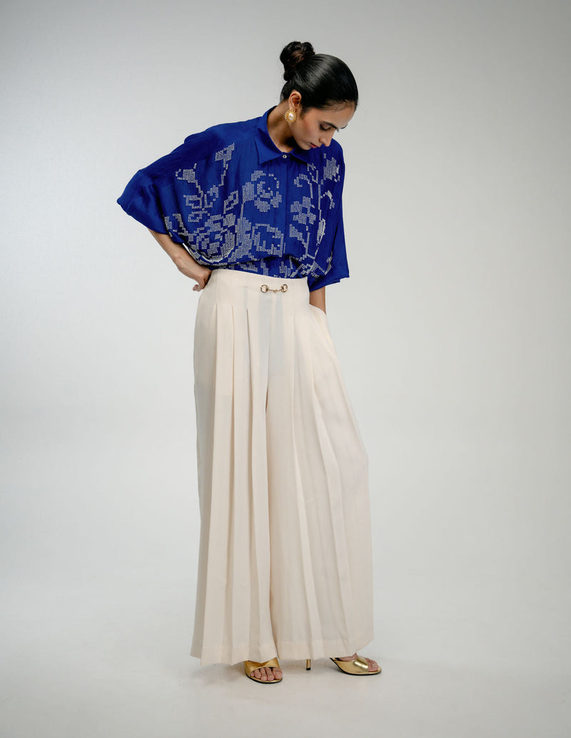 Old Charm Shirt mulberry silk top/shirt by Ode to Odd in blue for women in Singapore