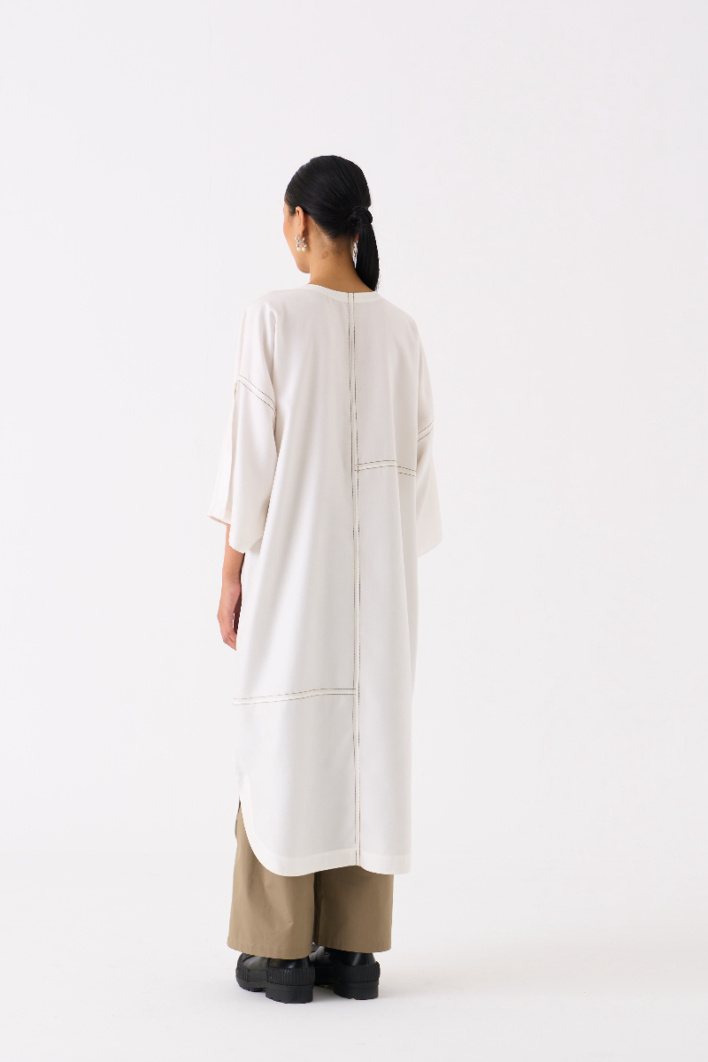 PATCH POCKET TUNIC-IVORY by THREE in ivory color for women in Singapore