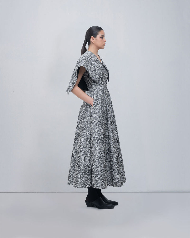 Beatrice Dress viscose by Leh Studios in black, grey for women in Singapore